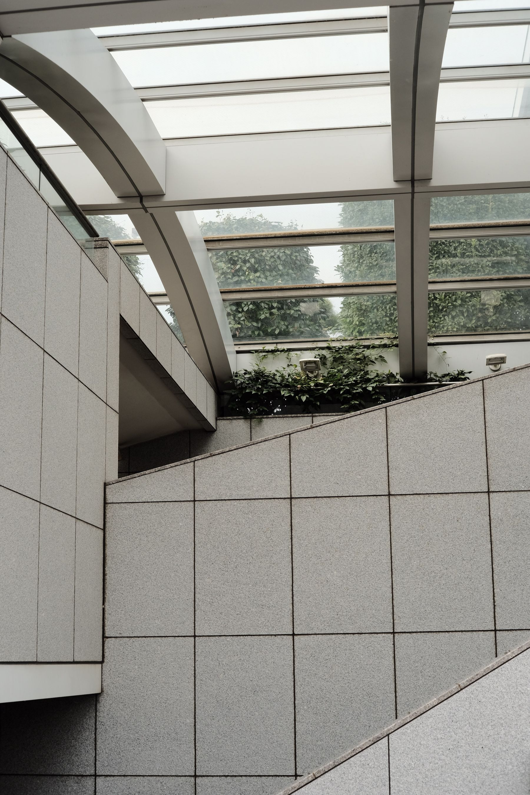 Geometric stair under a skylight