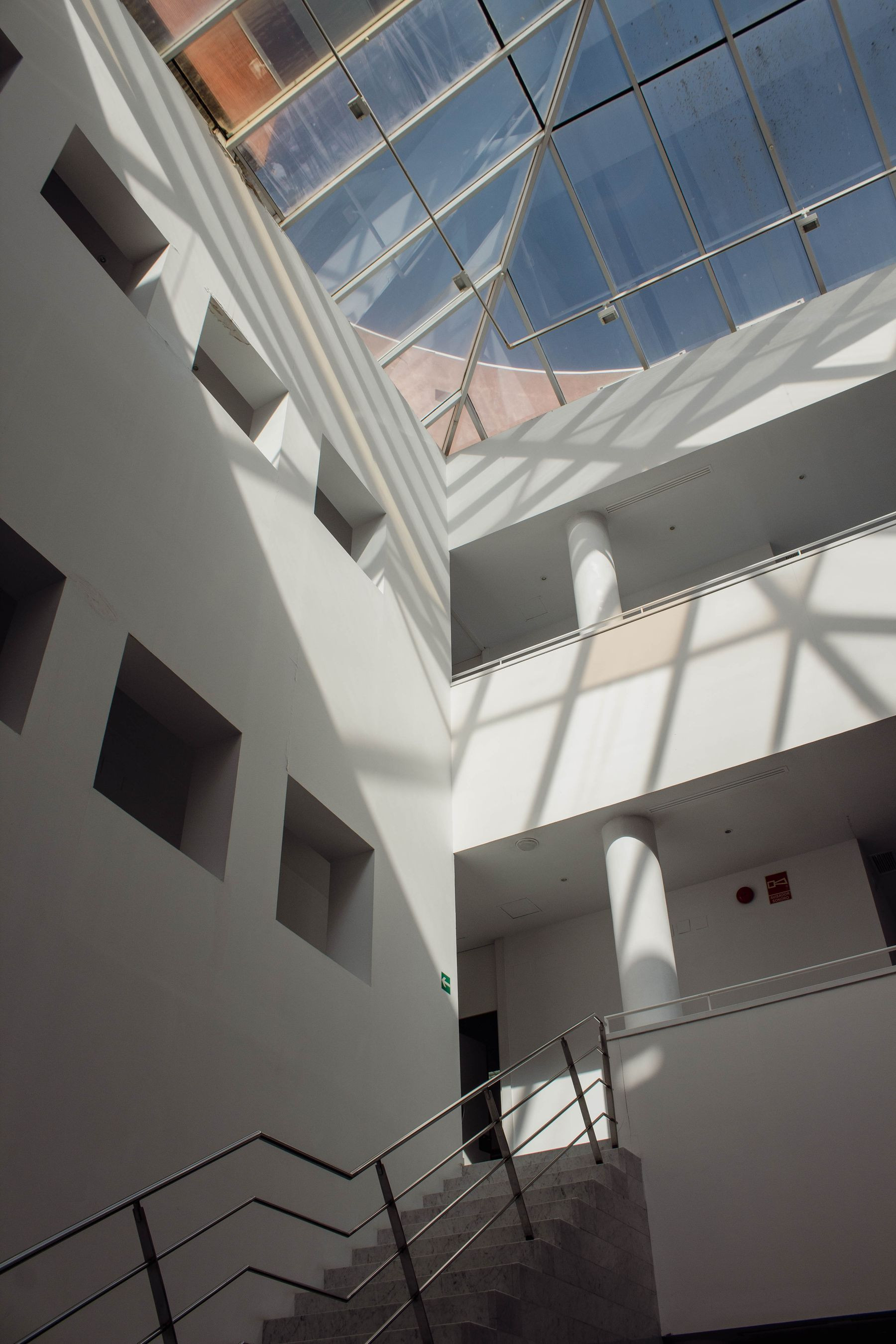Glass roof over a minimal modern interior