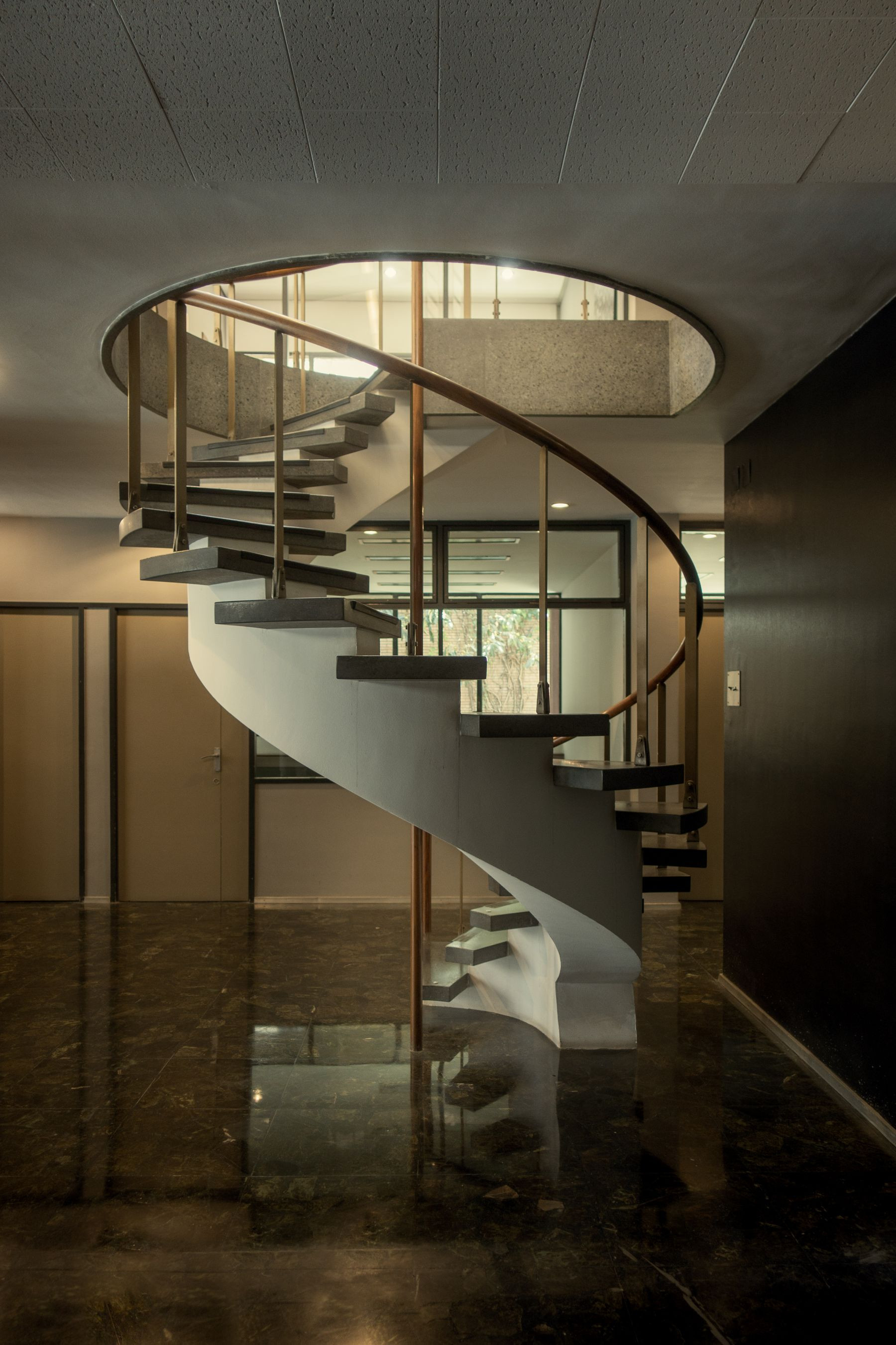 Spiral staircase in a modern interior