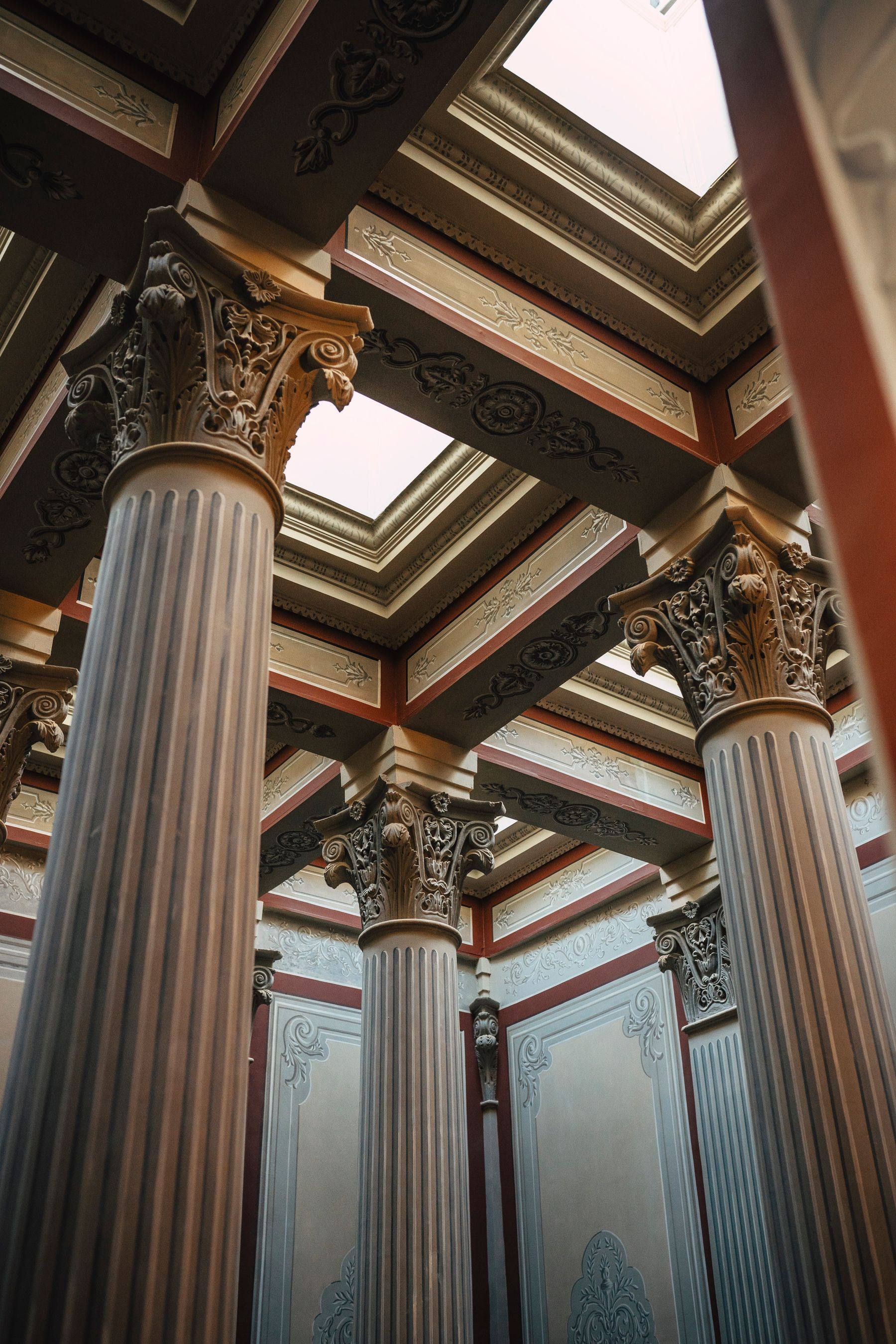 Classical columns seen from below